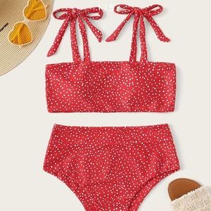 NEW high waisted red polka dot bikini